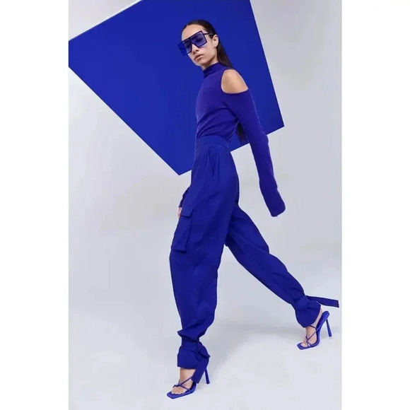 Lapointe Sweaters - LAPOINTE Airy Cashmere Silk Fitted Cut Out Top In IndigoLarge Cold Should…